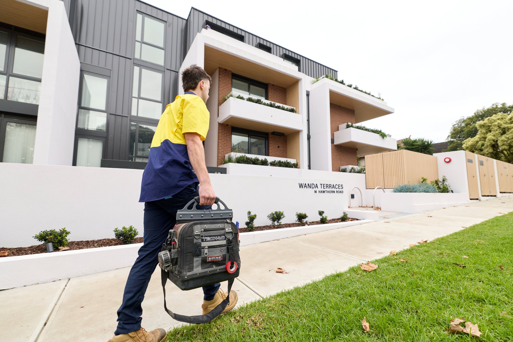 CED Security technician arriving on site to service an alarm system