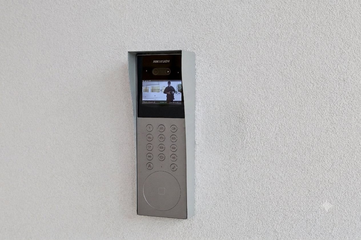Intercom entry unit installed on a wall